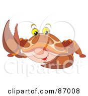 Royalty Free RF Clipart Illustration Of A Waving Brown Crab