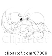 Royalty Free RF Clipart Illustration Of An Outlined Waving Crab