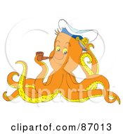 Royalty Free RF Clipart Illustration Of A Smoking Captain Octopus by Alex Bannykh