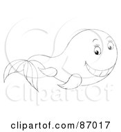 Poster, Art Print Of Outlined Happy Whale