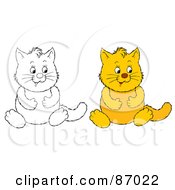 Royalty Free RF Clipart Illustration Of A Digital Collage Of Colored And Black And White Cat Rubbing Its Tummy