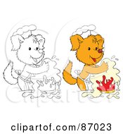 Royalty Free RF Clipart Illustration Of A Digital Collage Of Colored And Black And White Cooking Dog