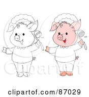 Poster, Art Print Of Royalty-Free Rf Clipart Illustration Of A Digital Collage Of Colored And Black And White Chef Pig