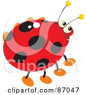 Poster, Art Print Of Shiny Ladybug With Yellow Antennae