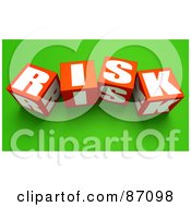 Poster, Art Print Of 3d Red Risk Cubes On Green