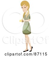 Royalty Free RF Clipart Illustration Of A Pretty Blond Caucasian Waitress Writing Down An Order by Rosie Piter
