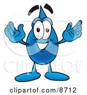 Clipart Picture Of A Water Drop Mascot Cartoon Character With Welcoming Open Arms by Toons4Biz