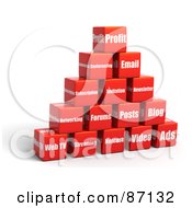 Poster, Art Print Of Pyramid Of Stacked 3d Red Social Media Cubes