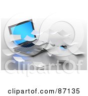 Royalty Free RF Clipart Illustration Of 3d Papers Over A Laptop