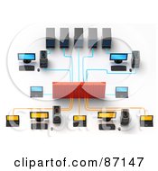 Royalty Free RF Clipart Illustration Of A Complex Computer Server With A Brick Firewall