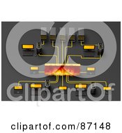 Royalty Free RF Clipart Illustration Of A 3d Computer Network With A Firewall by Tonis Pan