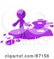 3d Purple Man Standing On A Purple Liquid Spill