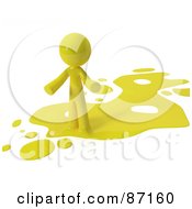 Poster, Art Print Of 3d Yellow Man Standing On A Yellow Liquid Spill