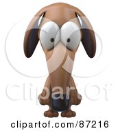 Royalty Free RF Clipart Illustration Of A 3d Brown Pookie Wiener Dog Character Looking Down