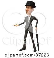 Royalty Free RF Clipart Illustration Of A 3d English Businessman With An Umbrella Version 1 by Julos