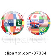 Poster, Art Print Of Digital Collage Of Floating Shiny Globe Of International Flags - Version 2