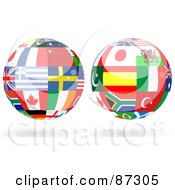 Digital Collage Of Floating Shiny Globe Of International Flags - Version 1