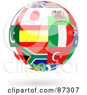 Floating Shiny Globe Of International Flags - Version 1