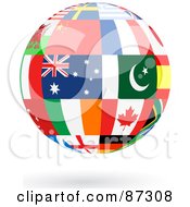 Poster, Art Print Of Floating Shiny Globe Of International Flags - Version 2