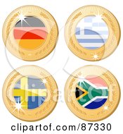 Digital Collage Of 3d Golden Shiny Germany Greece Sweden And South Africa Medals
