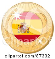 Poster, Art Print Of 3d Golden Shiny Spain Medal