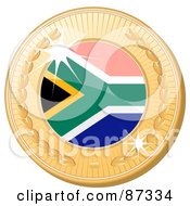 Poster, Art Print Of 3d Golden Shiny South Africa Medal