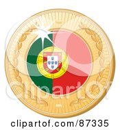 Poster, Art Print Of 3d Golden Shiny Portugal Medal