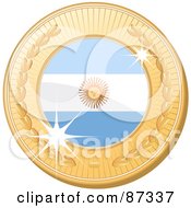 Poster, Art Print Of 3d Golden Shiny Argentina Medal