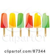 Royalty Free RF Clipart Illustration Of A Digital Collage Of Whole And Bitten Ice Pops