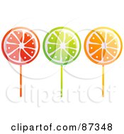 Digital Collage Of Cherry Lime And Orange Suckers