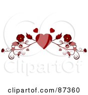 Red Heart And Floral Valentine Website Header Flourish