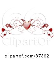 Poster, Art Print Of Red Fern Heart And Floral Valentine Website Header Flourish