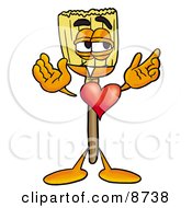 Broom Mascot Cartoon Character With His Heart Beating Out Of His Chest by Mascot Junction
