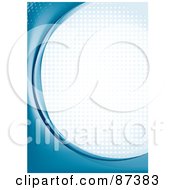 Poster, Art Print Of Abstract Blue Curve And Halftone Background