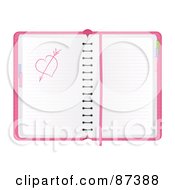 Royalty Free RF Clipart Illustration Of A Pink Day Planner With A Heart And Arrow Sketch by MilsiArt