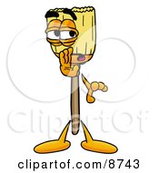 Clipart Picture Of A Broom Mascot Cartoon Character Whispering And Gossiping