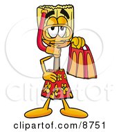 Broom Mascot Cartoon Character In Orange And Red Snorkel Gear