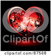 Poster, Art Print Of Red Blood Splatter Heart And Shadow On Black