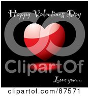 Royalty Free RF Clipart Illustration Of A Happy Valentines Day Love You Greeting Around A Shiny Red Heart