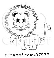 Poster, Art Print Of Black And White Outlined Male Lion Lifting One Paw