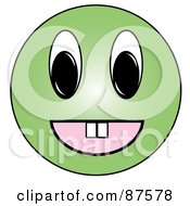 Poster, Art Print Of Happy Green Emoticon Face With Teeth