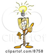 Clipart Picture Of A Broom Mascot Cartoon Character With A Bright Idea