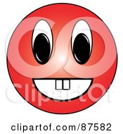 Poster, Art Print Of Happy Red Emoticon Face With Teeth