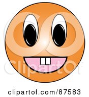 Royalty Free RF Clipart Illustration Of A Happy Orange Emoticon Face With Teeth