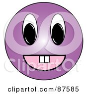 Royalty Free RF Clipart Illustration Of A Happy Purple Emoticon Face With Teeth by Pams Clipart