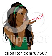 Royalty Free RF Clipart Illustration Of A Beautiful Indian Woman Blowing Hearts And Kisses