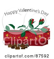 Poster, Art Print Of Happy Valentines Day Greeting Over Roses A Box And Chocolates