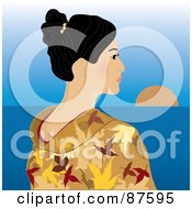 Poster, Art Print Of Geisha Woman In A Kimono Looking Out At The Horizon