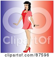 Poster, Art Print Of Sexy Pinup Woman In A Red Dress And Heels