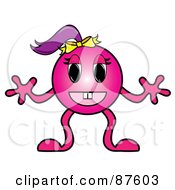 Royalty Free RF Clipart Illustration Of A Pink Emoticon Girl by Pams Clipart